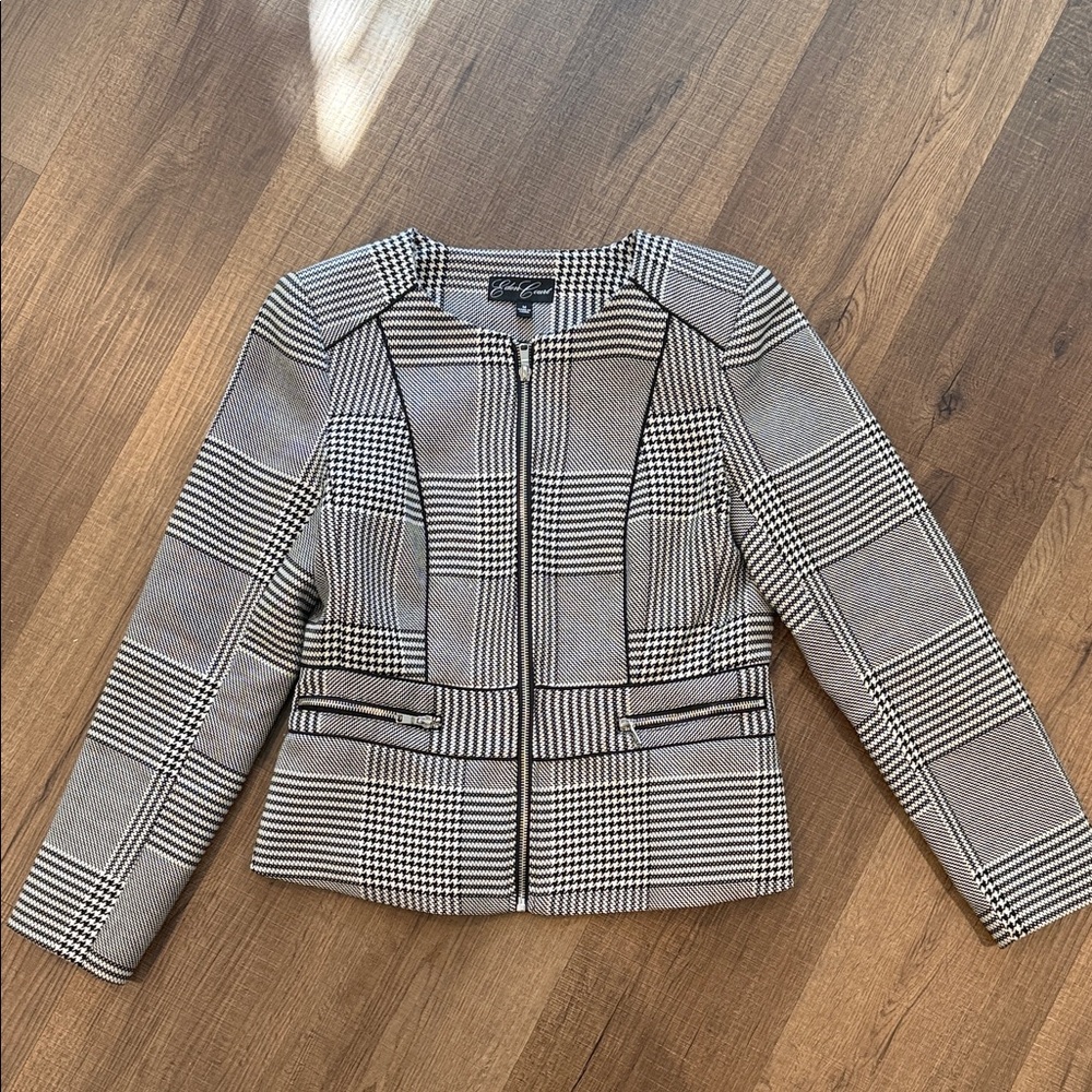Eden court Plaid Blazer in Black and White